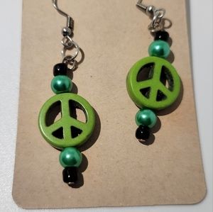Green Peace Sign Earrings
